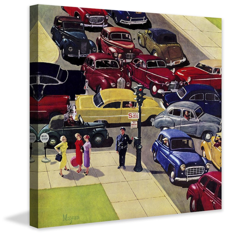 Marmont Hill - 'Traffic Jam' by Earl Mayan Painting Print on Canvas - Multi-Color