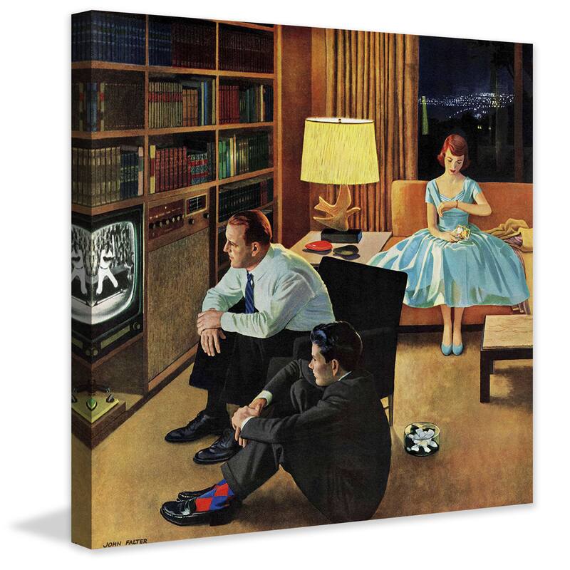 Marmont Hill - 'Date with the Television' by John Falter Painting Print on Canvas