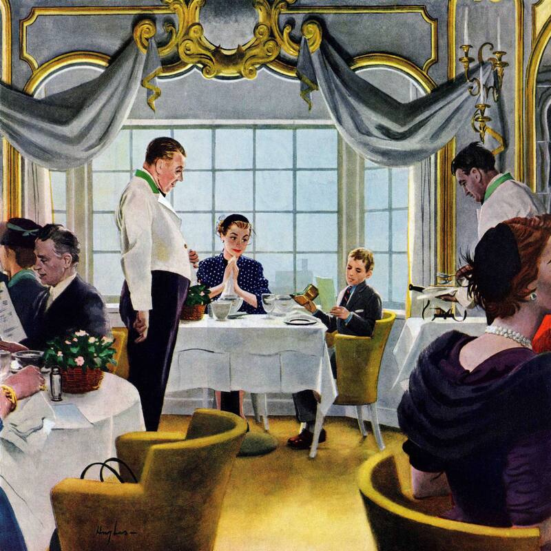 Marmont Hill - 'Taking Mom to Lunch' by George Hughes Painting Print on Canvas - Multi-Color