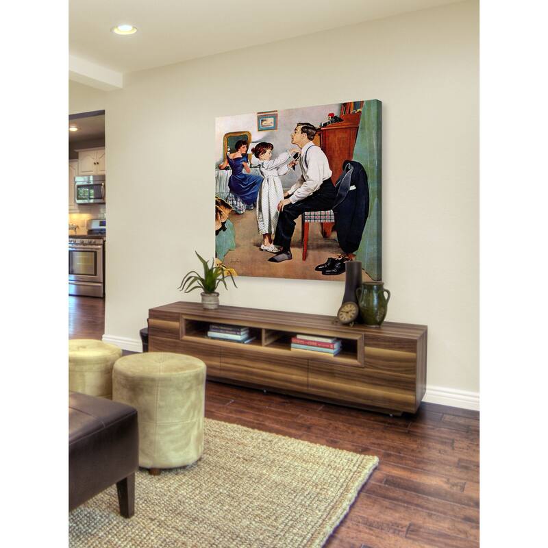 Marmont Hill - 'Fixing Father's Tie' by George Hughes Painting Print on Canvas - Multi-Color