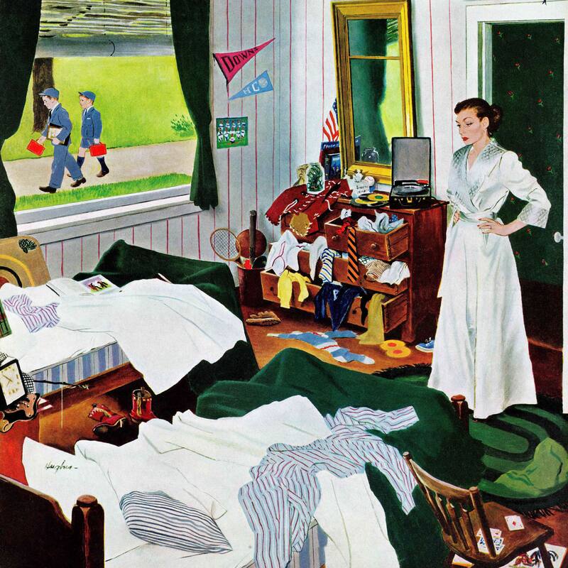 Marmont Hill - 'Messy Room, Neat Boys' by George Hughes Painting Print on Canvas - Multi-Color