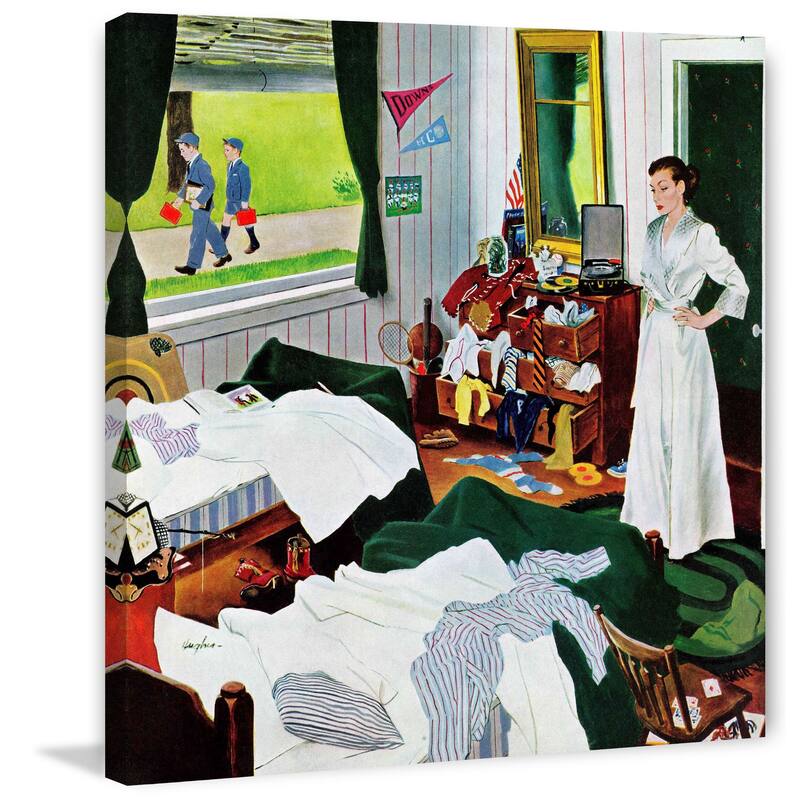 Marmont Hill - 'Messy Room, Neat Boys' by George Hughes Painting Print on Canvas - Multi-Color