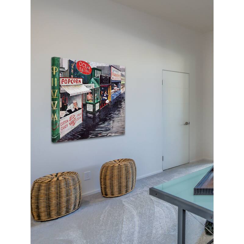 Marmont Hill - 'Rain on the Boardwalk' by George Hughes Painting Print on Canvas - Multi-Color