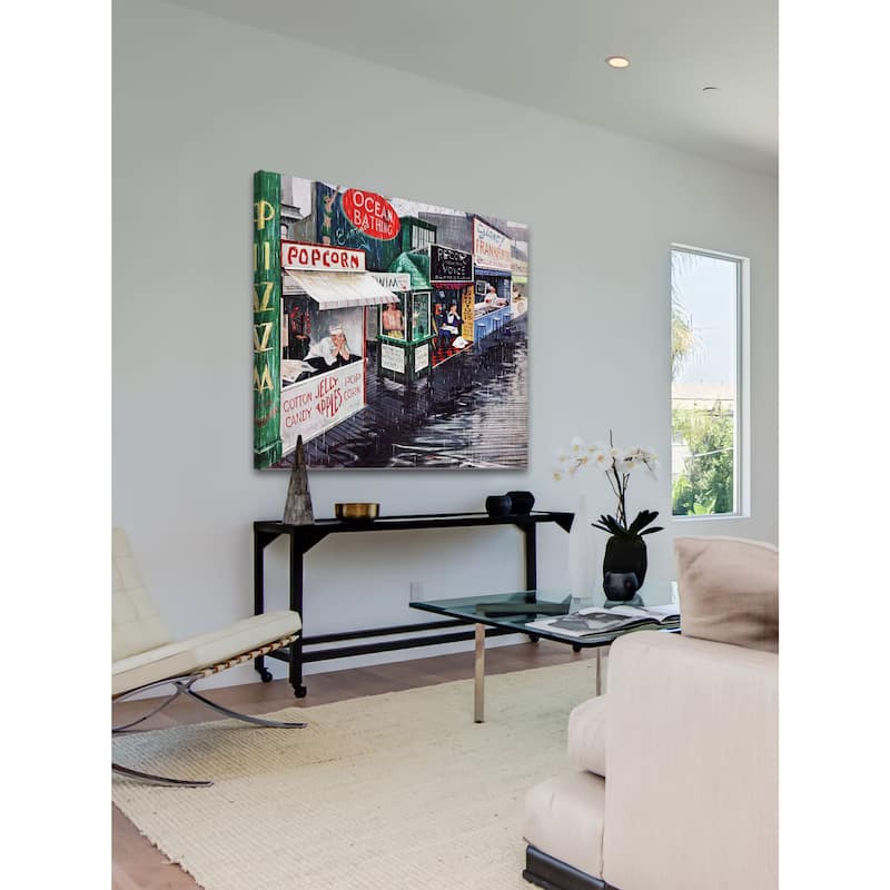 Marmont Hill - 'Rain on the Boardwalk' by George Hughes Painting Print on Canvas - Multi-Color
