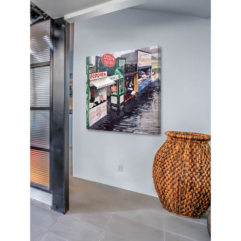 Marmont Hill - 'Rain on the Boardwalk' by George Hughes Painting Print on Canvas - Multi-Color