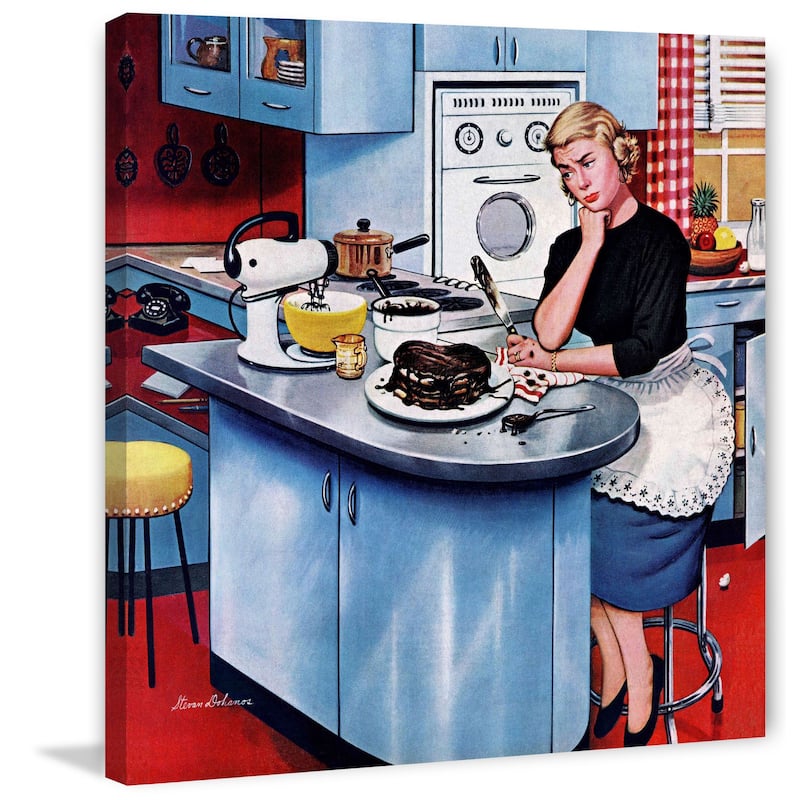 Marmont Hill - 'First Cake' by Stevan Dohanos Painting Print on Canvas - Multi-Color