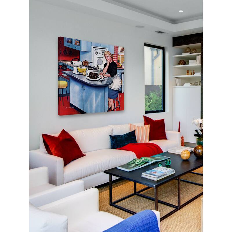 Marmont Hill - 'First Cake' by Stevan Dohanos Painting Print on Canvas - Multi-Color