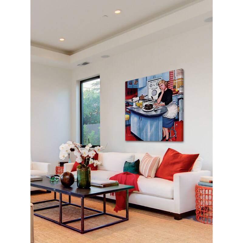 Marmont Hill - 'First Cake' by Stevan Dohanos Painting Print on Canvas - Multi-Color