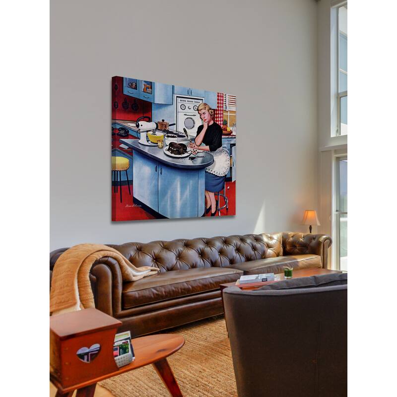 Marmont Hill - 'First Cake' by Stevan Dohanos Painting Print on Canvas - Multi-Color