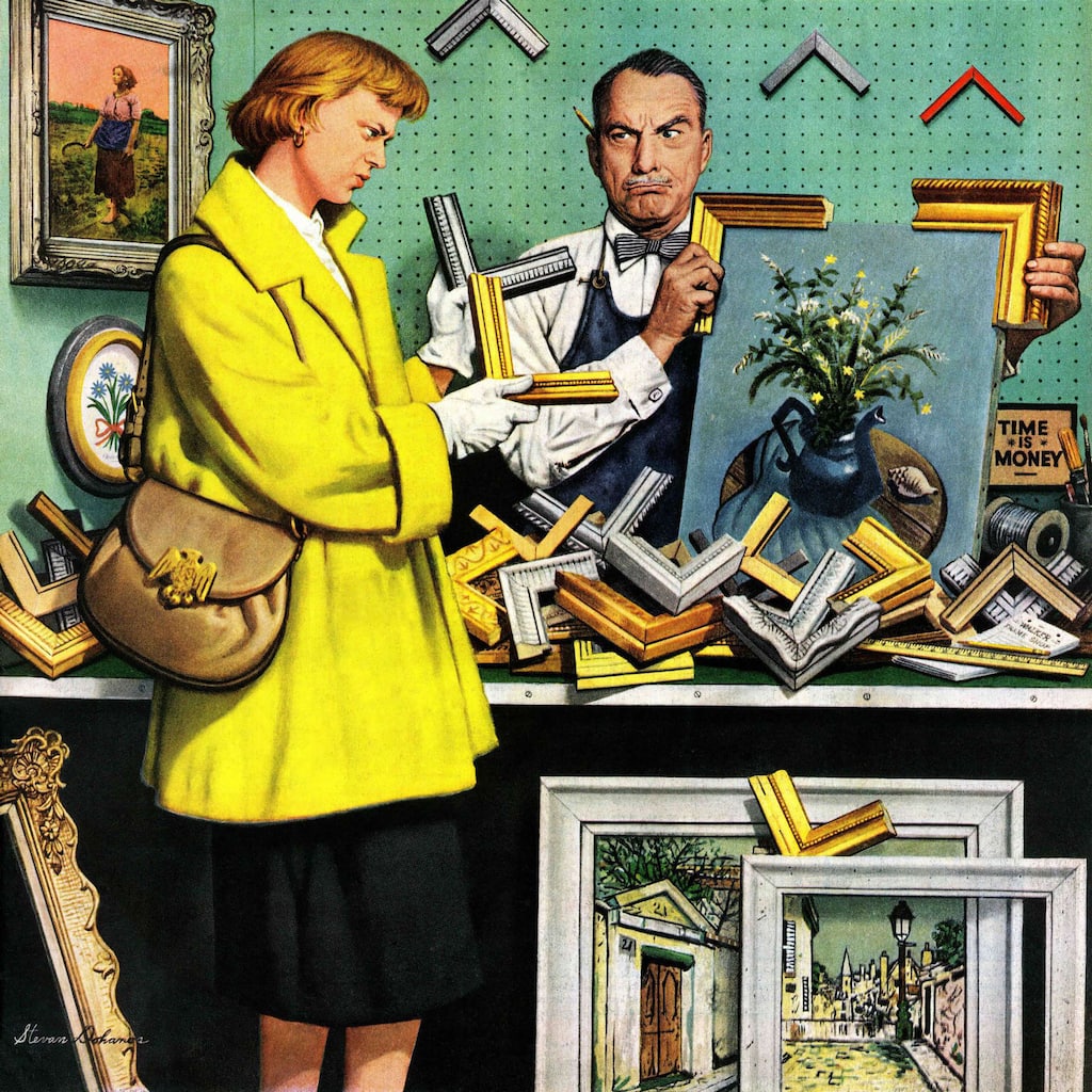 Marmont Hill - 'Frame-Up' by Stevan Dohanos Painting Print on Canvas - Multi-Color