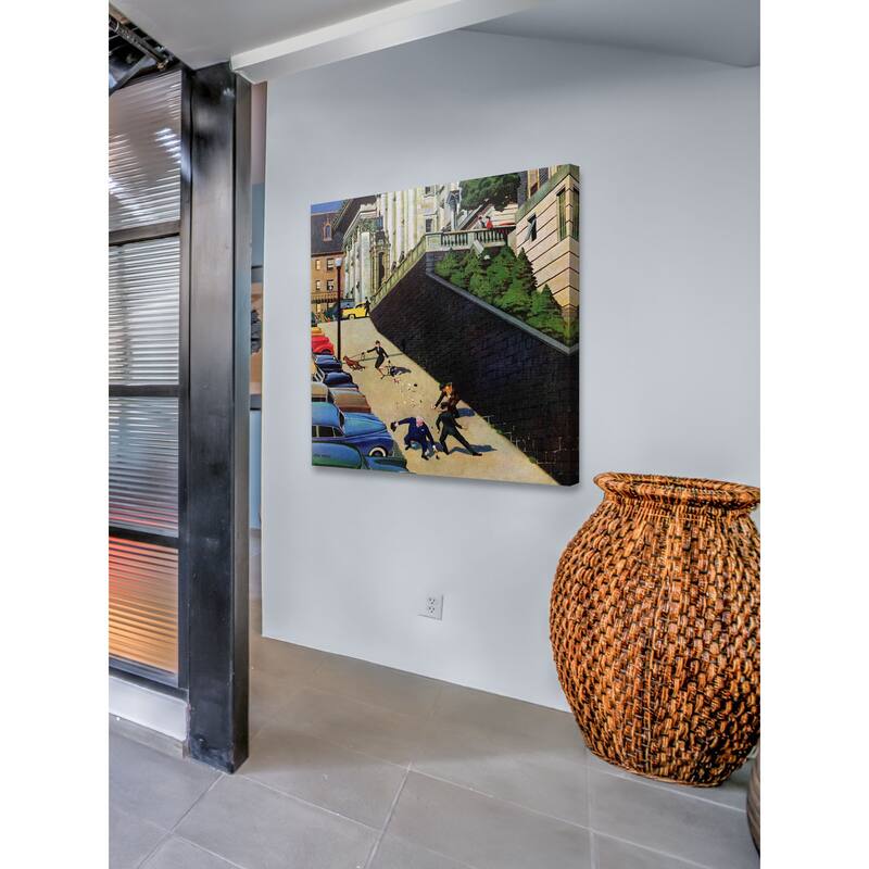 Marmont Hill - 'Spilled Purse on Steep Hill' by John Falter Painting Print on Canvas - Multi-Color