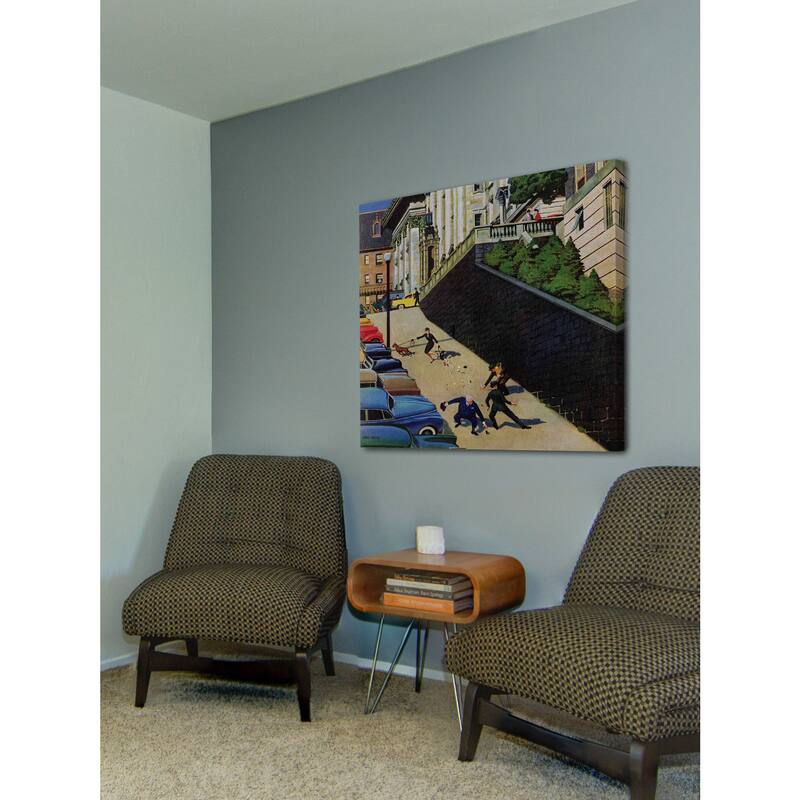 Marmont Hill - 'Spilled Purse on Steep Hill' by John Falter Painting Print on Canvas - Multi-Color