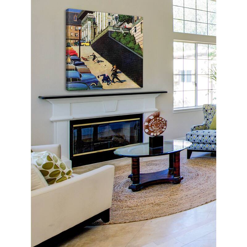 Marmont Hill - 'Spilled Purse on Steep Hill' by John Falter Painting Print on Canvas - Multi-Color