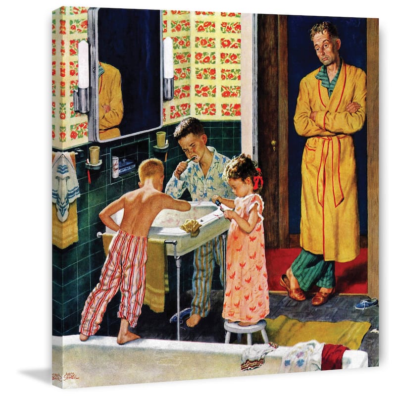 Marmont Hill - 'Brushing Their Teeth' by Amos Sewell Painting Print on Canvas - Multi-Color