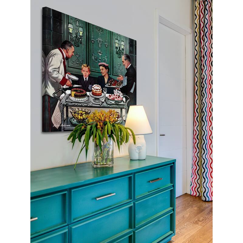 Marmont Hill - 'Dessert Cart' by Stevan Dohanos Painting Print on Canvas - Multi-Color