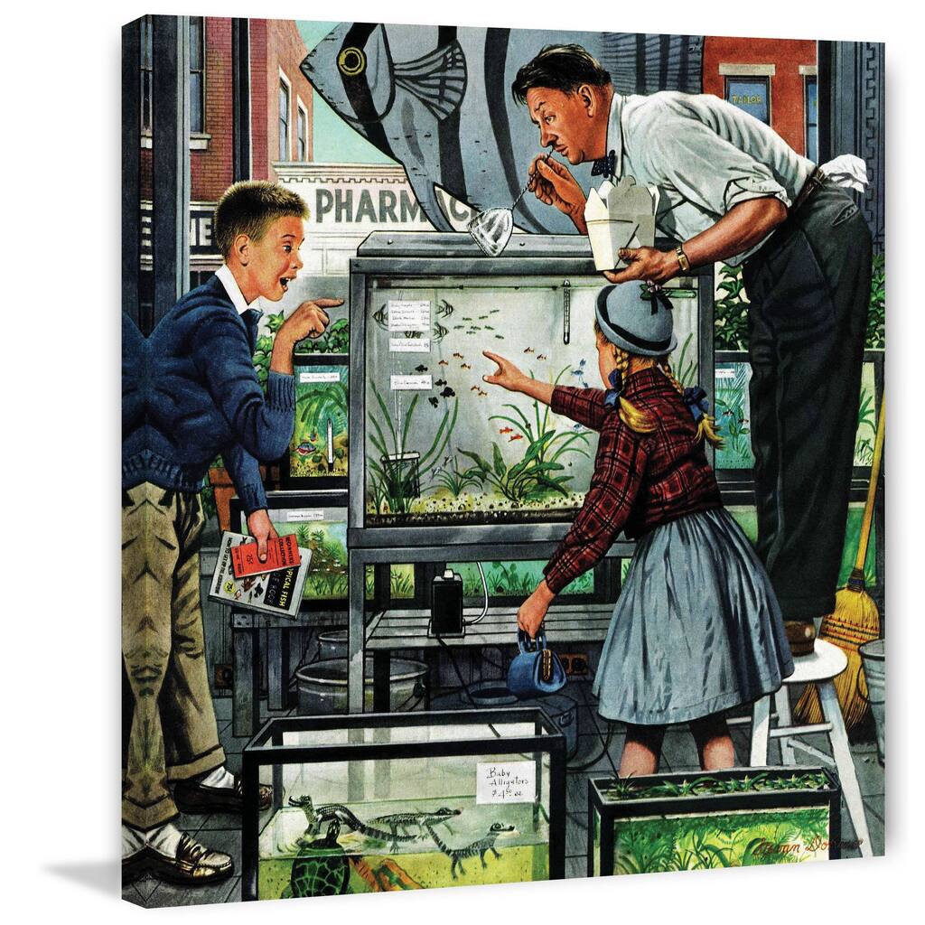 Marmont Hill - 'Fish Aquarium' by Stevan Dohanos Painting Print on Canvas - Multi-Color