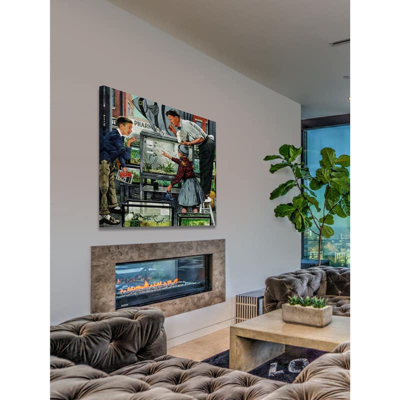 Marmont Hill - 'Fish Aquarium' by Stevan Dohanos Painting Print on Canvas - Multi-Color