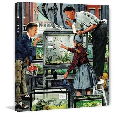 Marmont Hill - 'Fish Aquarium' by Stevan Dohanos Painting Print on Canvas - Multi-Color