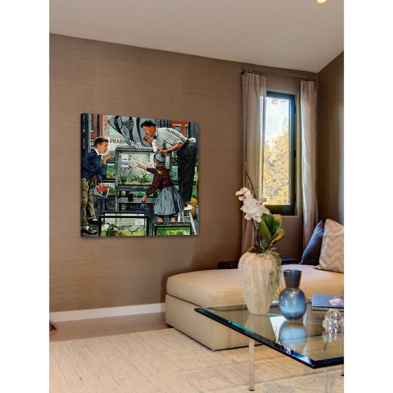 Marmont Hill - 'Fish Aquarium' by Stevan Dohanos Painting Print on Canvas - Multi-Color