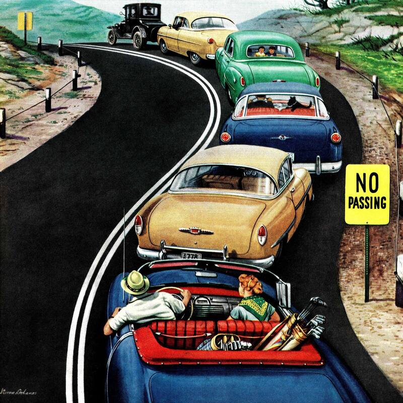 Marmont Hill - 'No Passing' by Stevan Dohanos Painting Print on Canvas - Multi-Color
