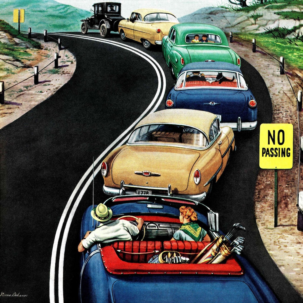 Marmont Hill - 'No Passing' by Stevan Dohanos Painting Print on Canvas - Multi-Color