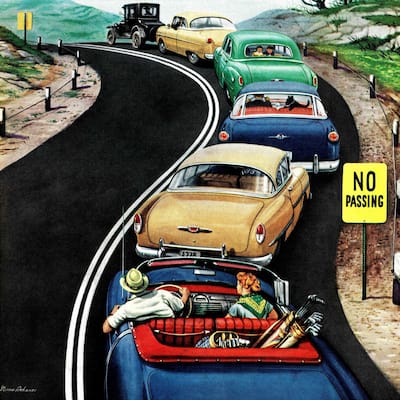 Marmont Hill - 'No Passing' by Stevan Dohanos Painting Print on Canvas - Multi-Color