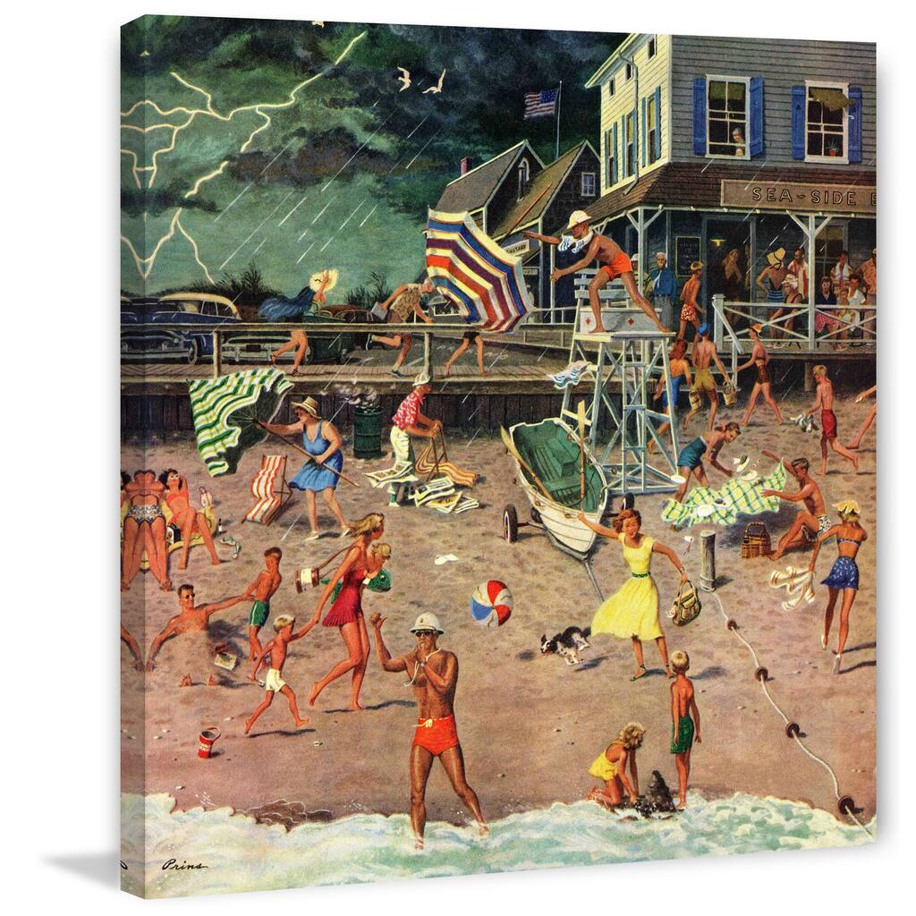 Marmont Hill - 'Thunderstorm at the Shore' by Kimberly Ben Prins Painting Print on Canvas - Multi-Color