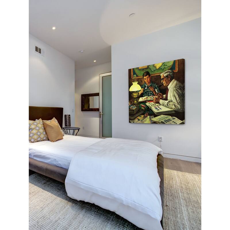 Marmont Hill - 'Stamp Collecting' by Stevan Dohanos Painting Print on Canvas - Multi-Color