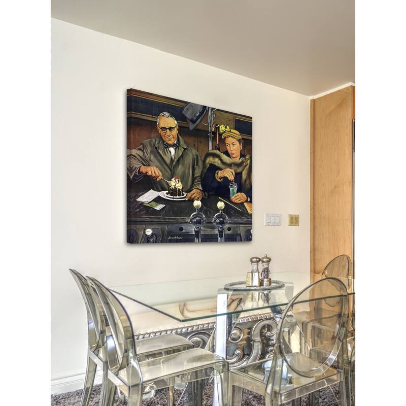 Marmont Hill - 'Soda Fountain Dieter' by Stevan Dohanos Painting Print on Canvas - Multi-Color