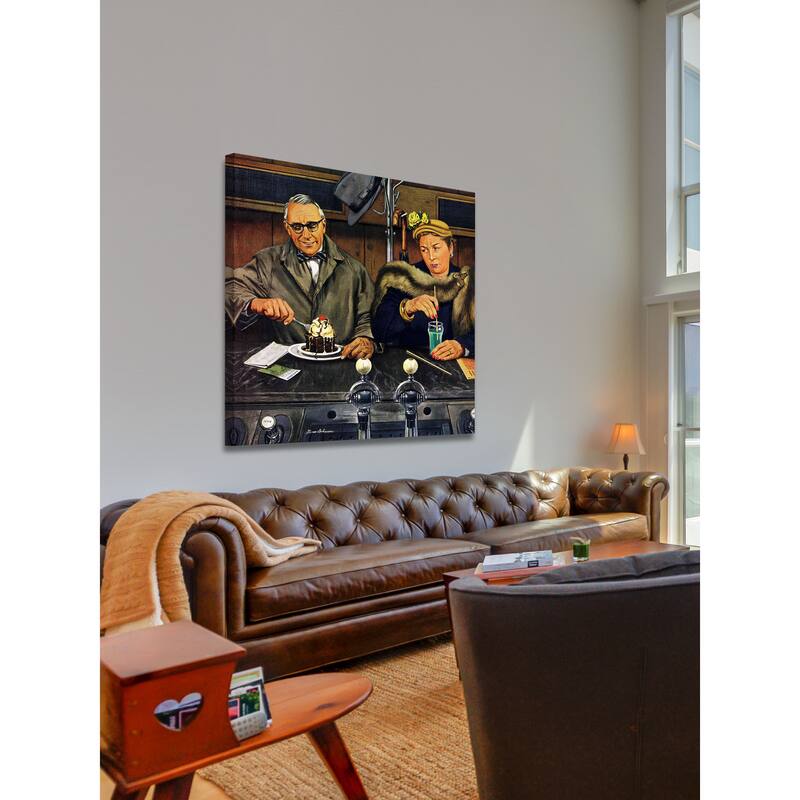 Marmont Hill - 'Soda Fountain Dieter' by Stevan Dohanos Painting Print on Canvas - Multi-Color