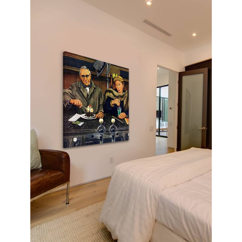 Marmont Hill - 'Soda Fountain Dieter' by Stevan Dohanos Painting Print on Canvas - Multi-Color