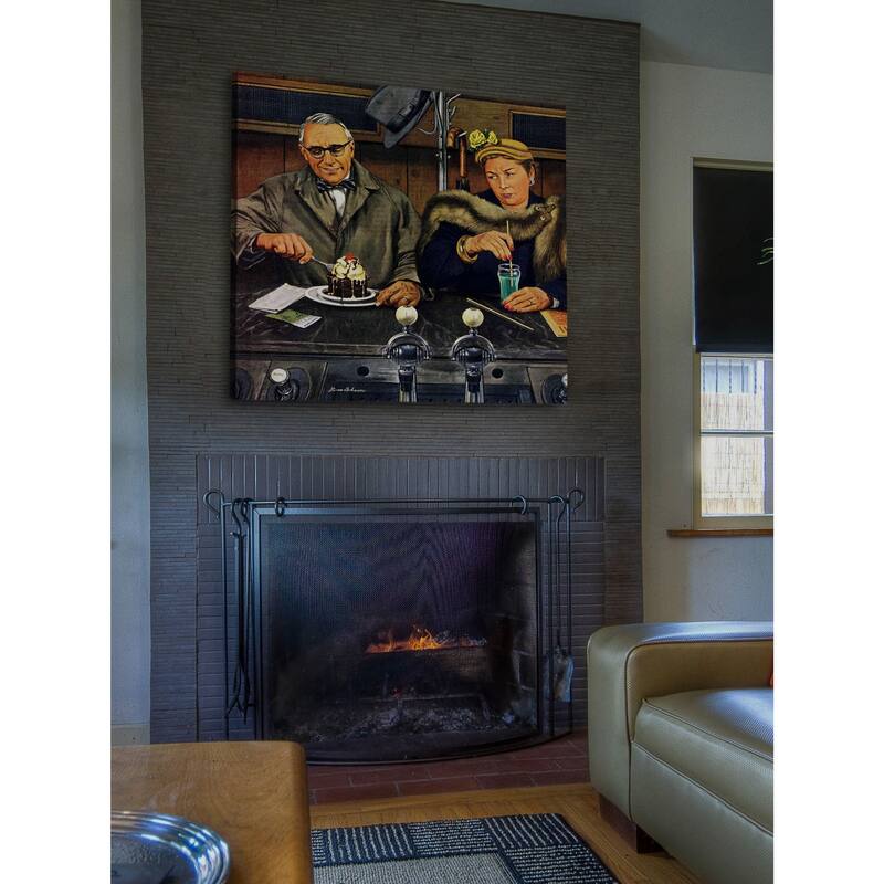 Marmont Hill - 'Soda Fountain Dieter' by Stevan Dohanos Painting Print on Canvas - Multi-Color