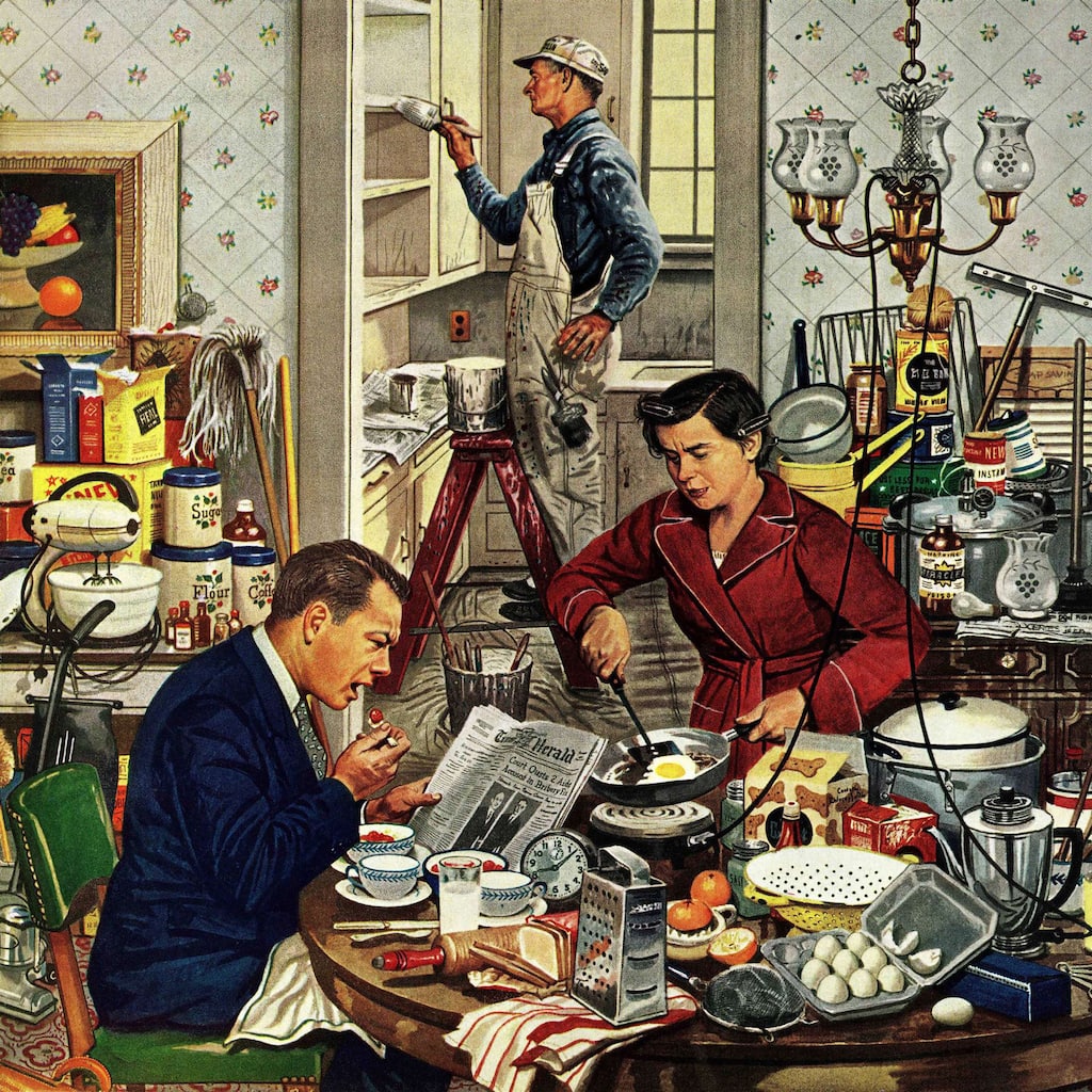 Marmont Hill - 'Home Improvement' by Stevan Dohanos Painting Print on Canvas - Multi-Color