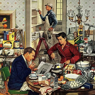 Marmont Hill - 'Home Improvement' by Stevan Dohanos Painting Print on Canvas - Multi-Color
