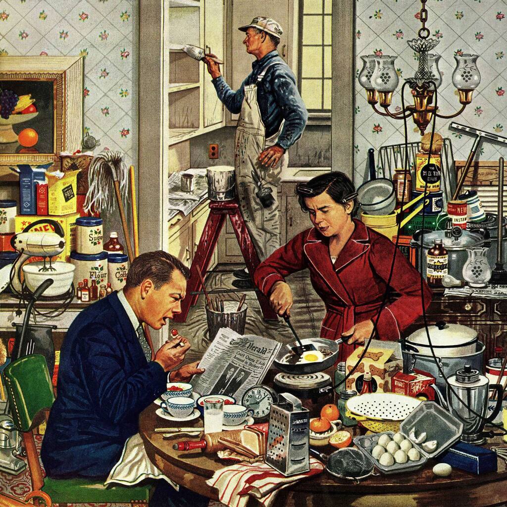 Marmont Hill - 'Home Improvement' by Stevan Dohanos Painting Print on Canvas - Multi-Color