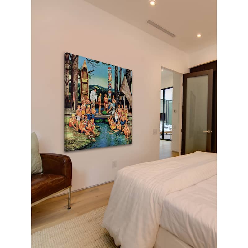 Marmont Hill - 'Watermelon at Camp' by Stevan Dohanos Painting Print on Canvas - Multi-Color