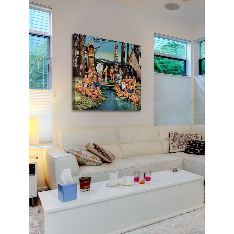 Marmont Hill - 'Watermelon at Camp' by Stevan Dohanos Painting Print on Canvas - Multi-Color