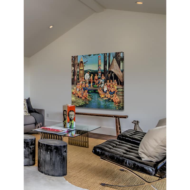 Marmont Hill - 'Watermelon at Camp' by Stevan Dohanos Painting Print on Canvas - Multi-Color