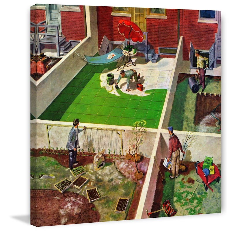 Marmont Hill - 'Painting the Patio Green' by Thornton Utz Painting Print on Canvas