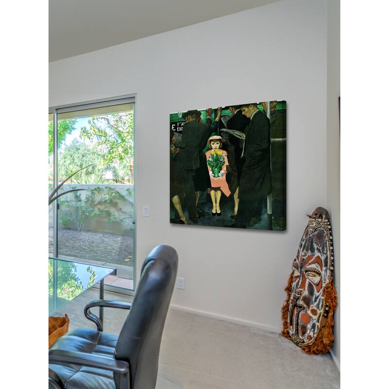 Marmont Hill - 'Subway Girl and Easter Lily' by George Hughes Painting Print on Canvas