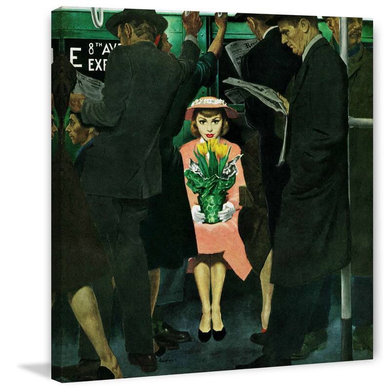 Marmont Hill - 'Subway Girl and Easter Lily' by George Hughes Painting Print on Canvas