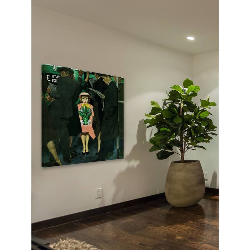 Marmont Hill - 'Subway Girl and Easter Lily' by George Hughes Painting Print on Canvas