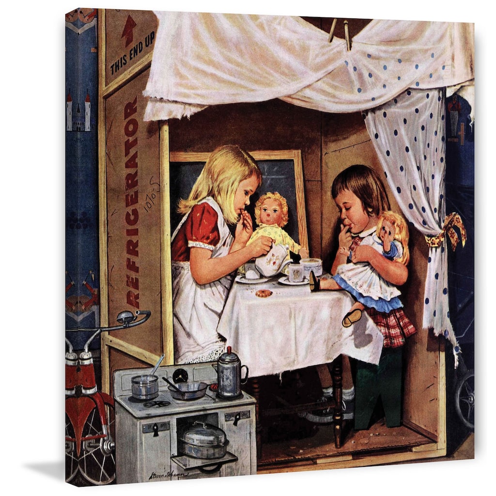 Marmont Hill - 'Playing House' by Stevan Dohanos Painting Print on Canvas