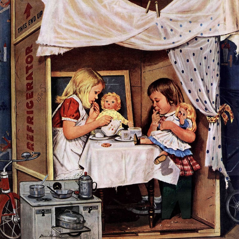 Marmont Hill - 'Playing House' by Stevan Dohanos Painting Print on Canvas