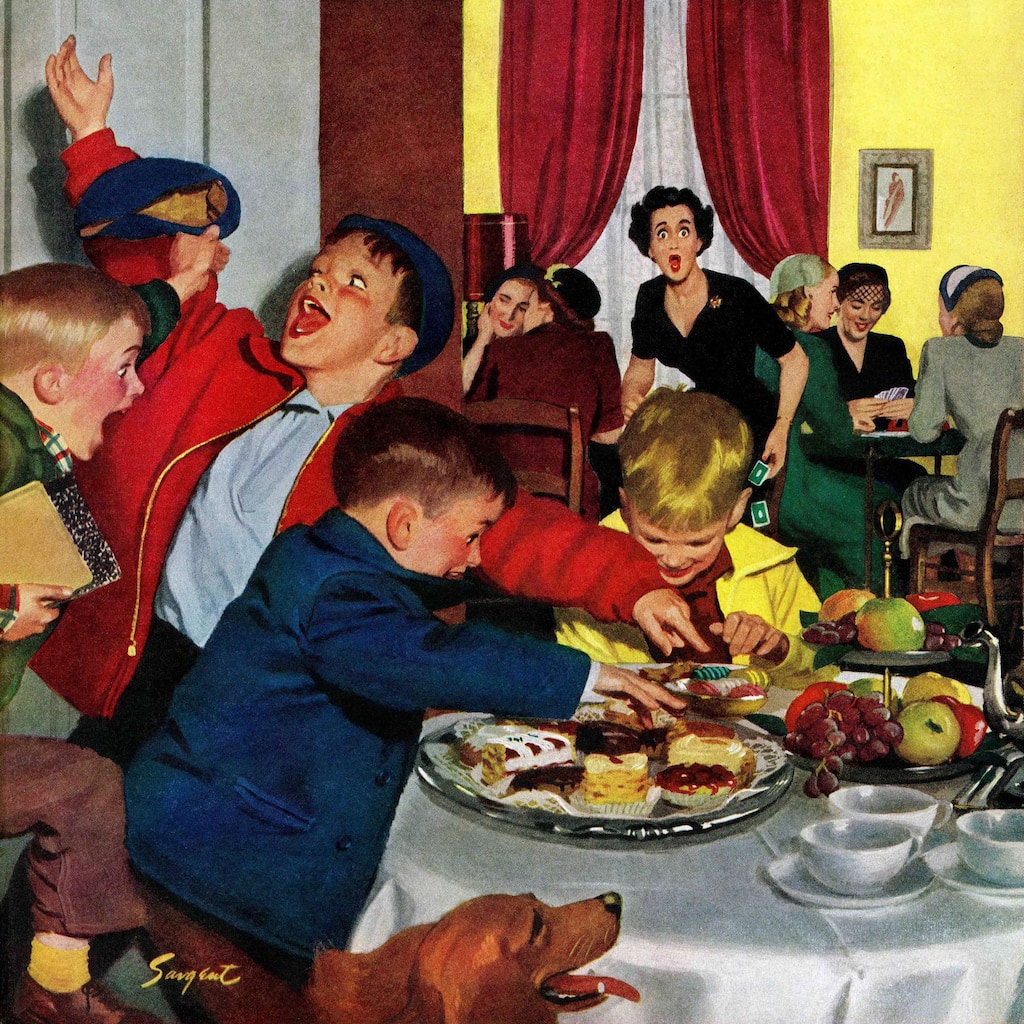 Marmont Hill - 'Crashing Mom's Card Party' by Richard Sargent Painting Print on Canvas - Multi-Color