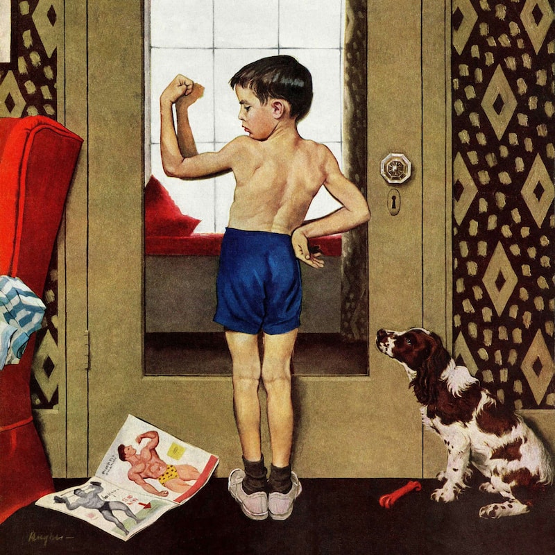 Marmont Hill - 'Young Charles Atlas' by George Hughes Painting Print on Canvas