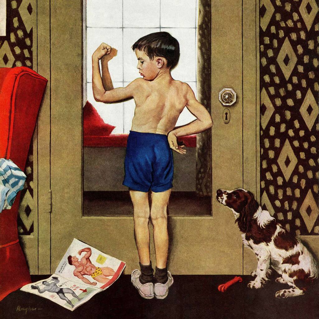 Marmont Hill - 'Young Charles Atlas' by George Hughes Painting Print on Canvas