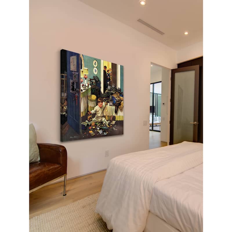 Marmont Hill - 'Toddler Empties Purses' by Stevan Dohanos Painting Print on Canvas - Multi-Color