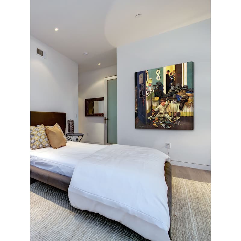 Marmont Hill - 'Toddler Empties Purses' by Stevan Dohanos Painting Print on Canvas - Multi-Color