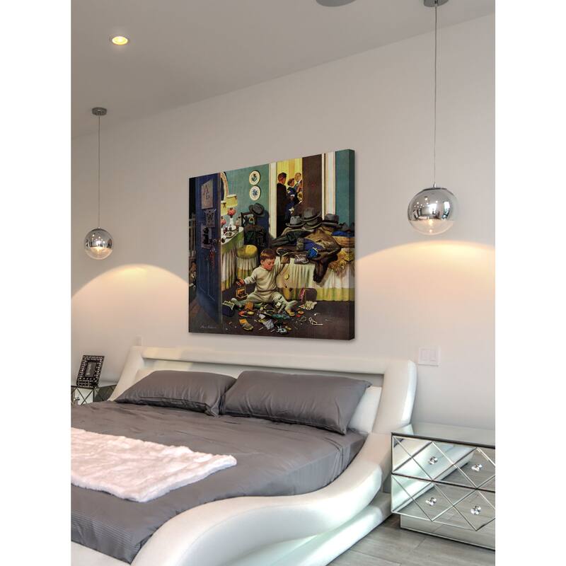 Marmont Hill - 'Toddler Empties Purses' by Stevan Dohanos Painting Print on Canvas - Multi-Color